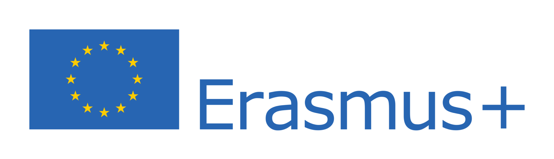logo ERASMUS +: po lewej flaga unii europejskiej, po prawej napis ERASMUS +